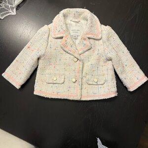 Janie and Jack Tweed Blazer - Cream with Pink and Multicolor Accents
